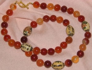Oriental style carnelian necklace