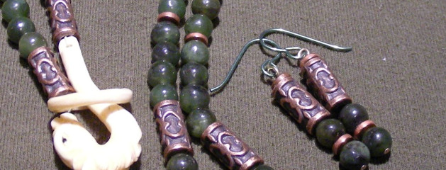 Kambaba Jasper Necklace and Earring Set