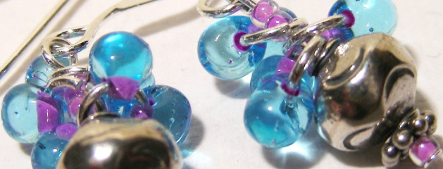 Blue Raspberry Cluster Earrings