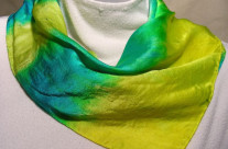 Silk Habotai Long Scarf Magenta & Orange