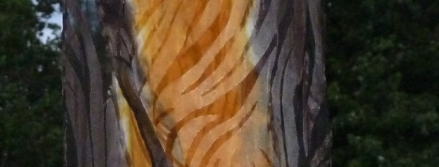Tiger Silk Scarf Devore Satin on Silk 8×54