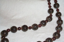 Carved antique jade and sandalwood necklace